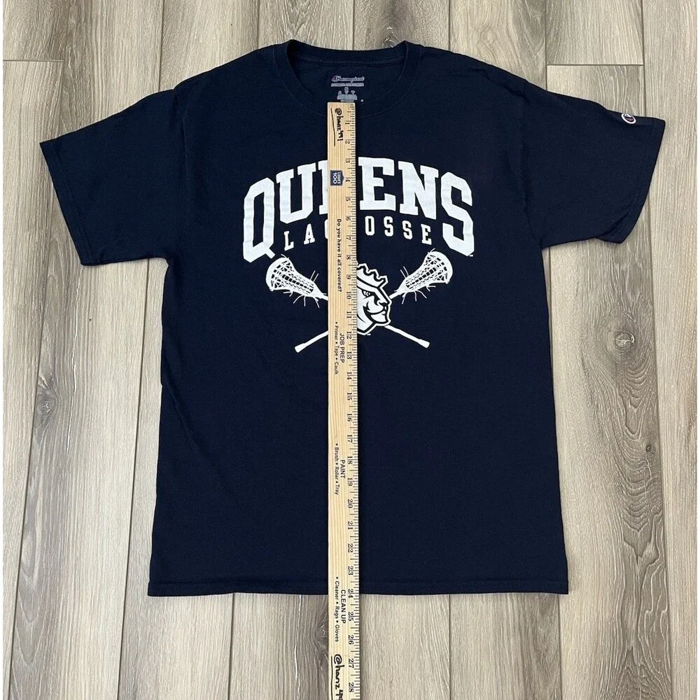 Champion Blue Short Sleeve Tee Queens University Lacrosse Men’s Sz Medium - Picture 7 of 8